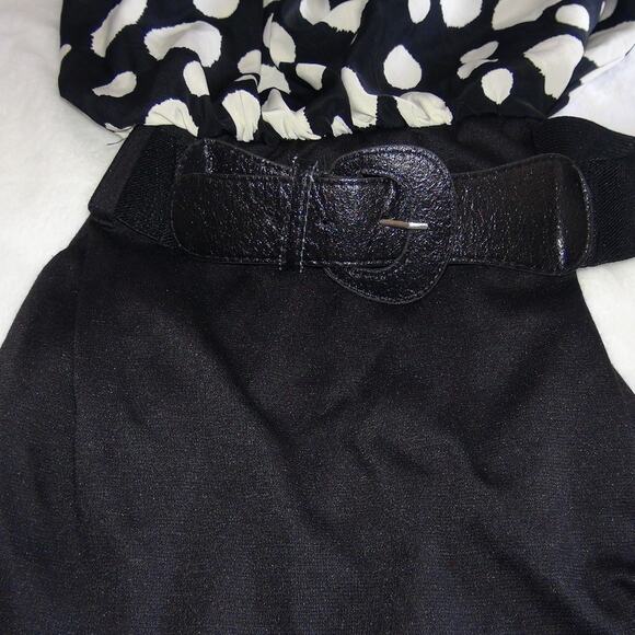 G). VINTAGE Strapless Mini Dress with Polka Dots Black White Size Small - Picture 4 of 6